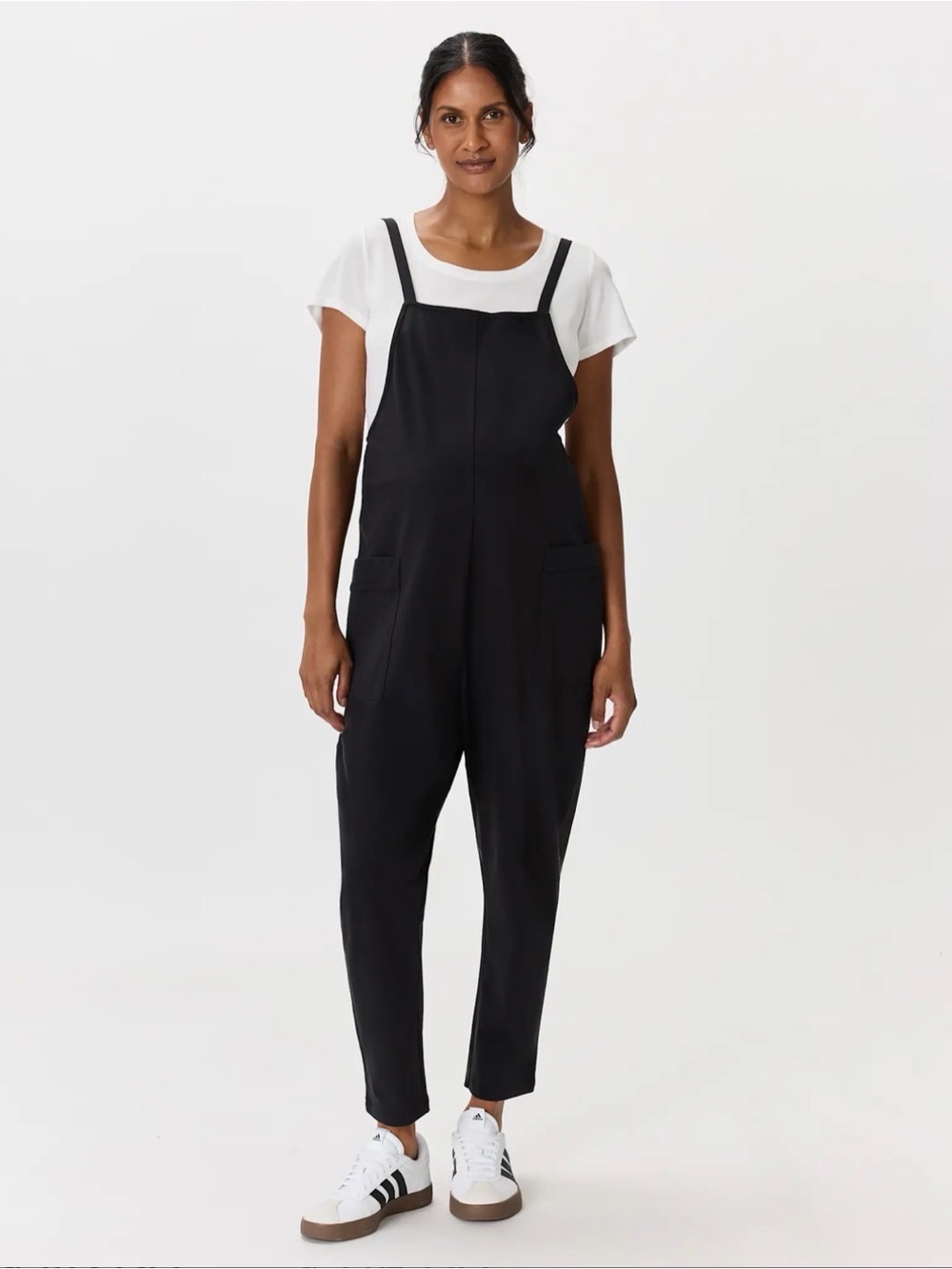 Quince Organic Cotton Maternity Overalls Jumpsuit Adjustable Black Size Small